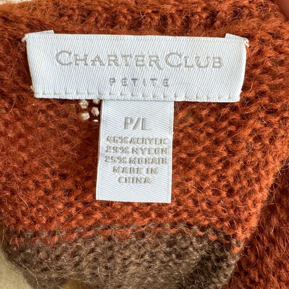 NWOT Charter Club Fuzzy (Mohair) Fall Colors Cardigan Sweater - Picture 2 of 6